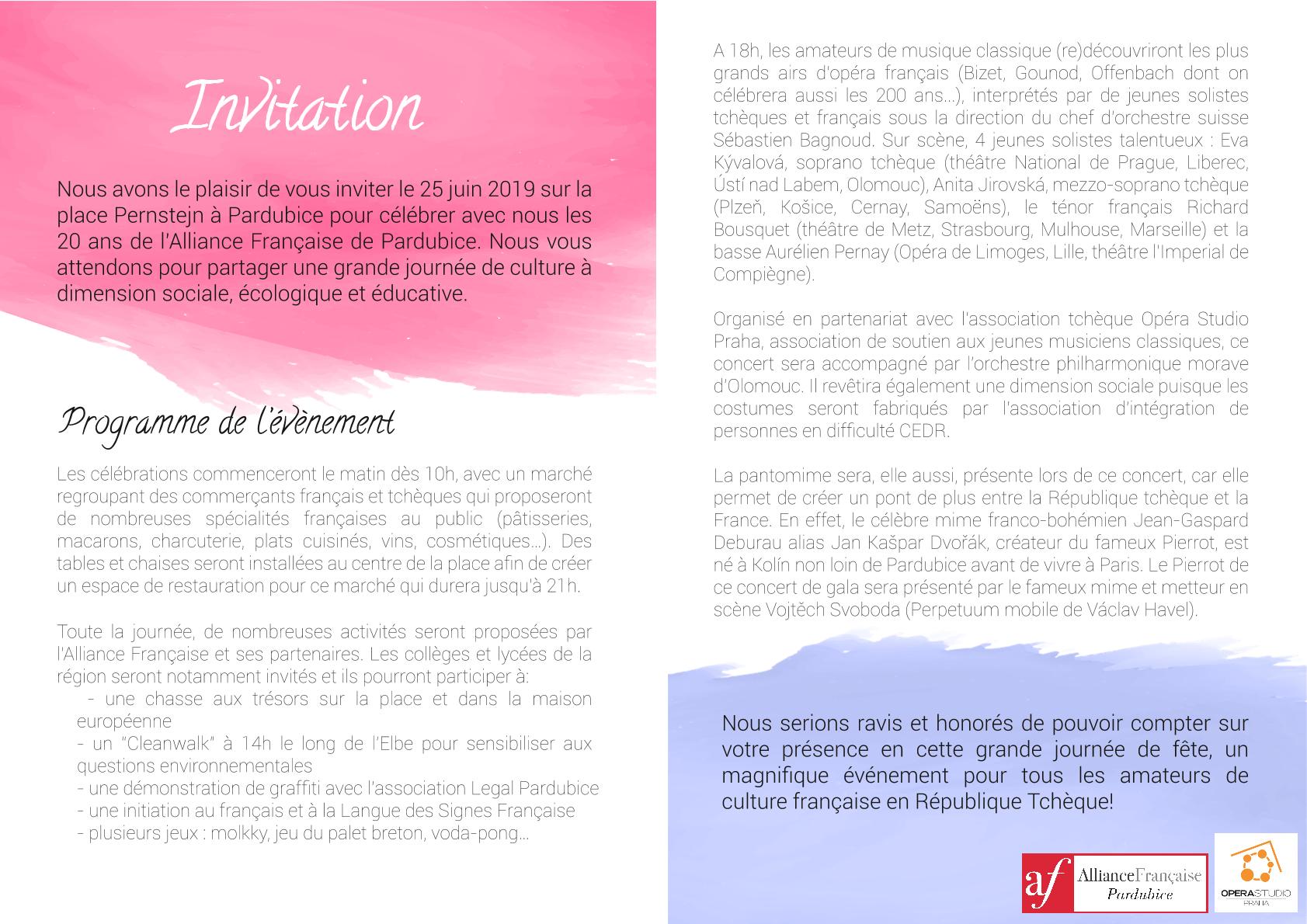 Célébrez les 20 ans de l´Alliance Française de Pardubice !