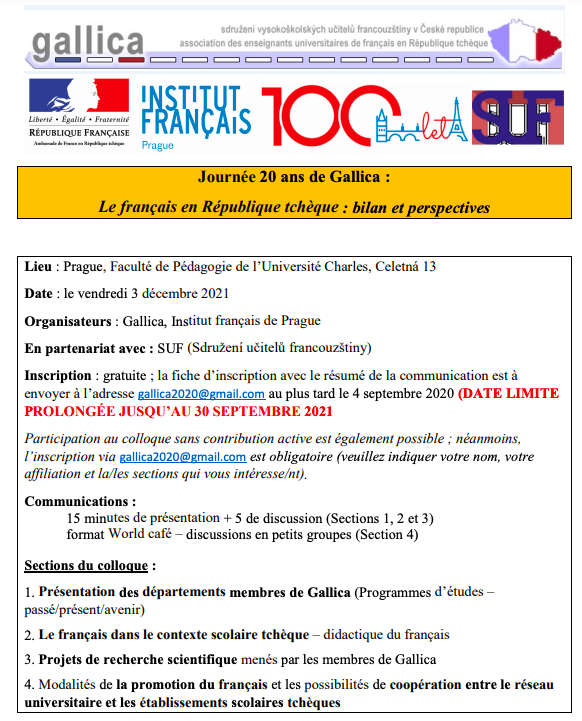 Journée 20 ans de Gallica : Le français en République tchèque : bilan et perspectives