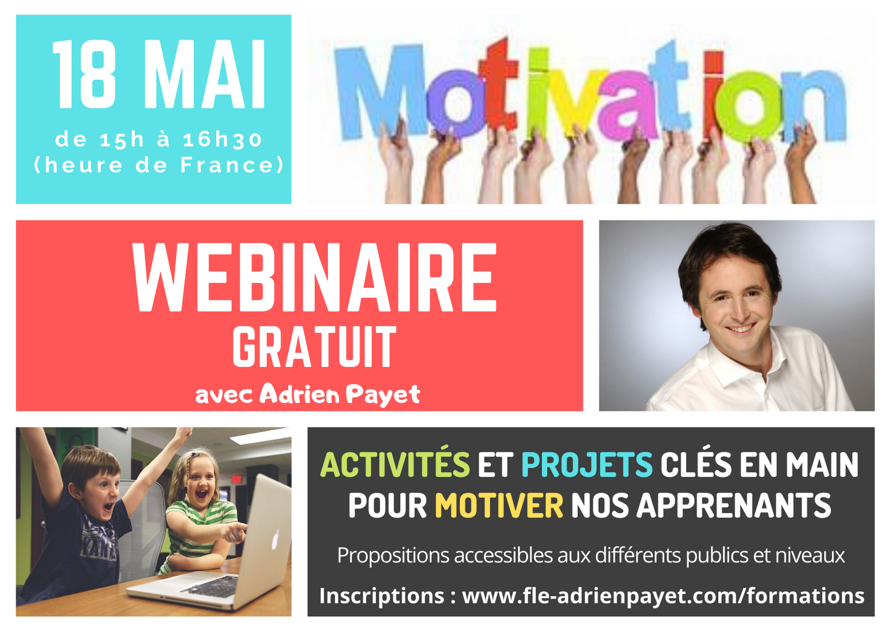 Webinaire gratuit "Activités et projets clés en main pour motiver nos apprenants" 